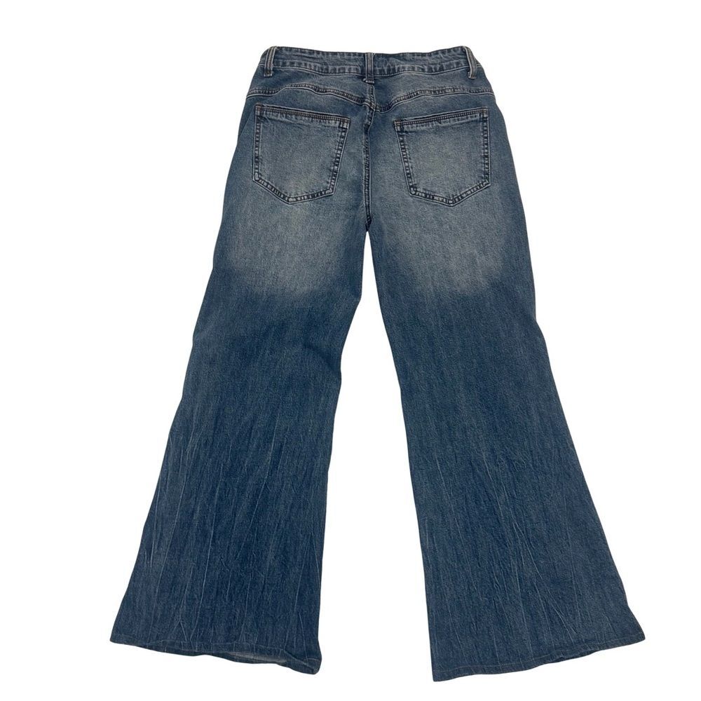 Wisteria Lane High Rise Flare Jeans Stretch Denim Vintage Wash Size L Boho Denim - Picture 3 of 8